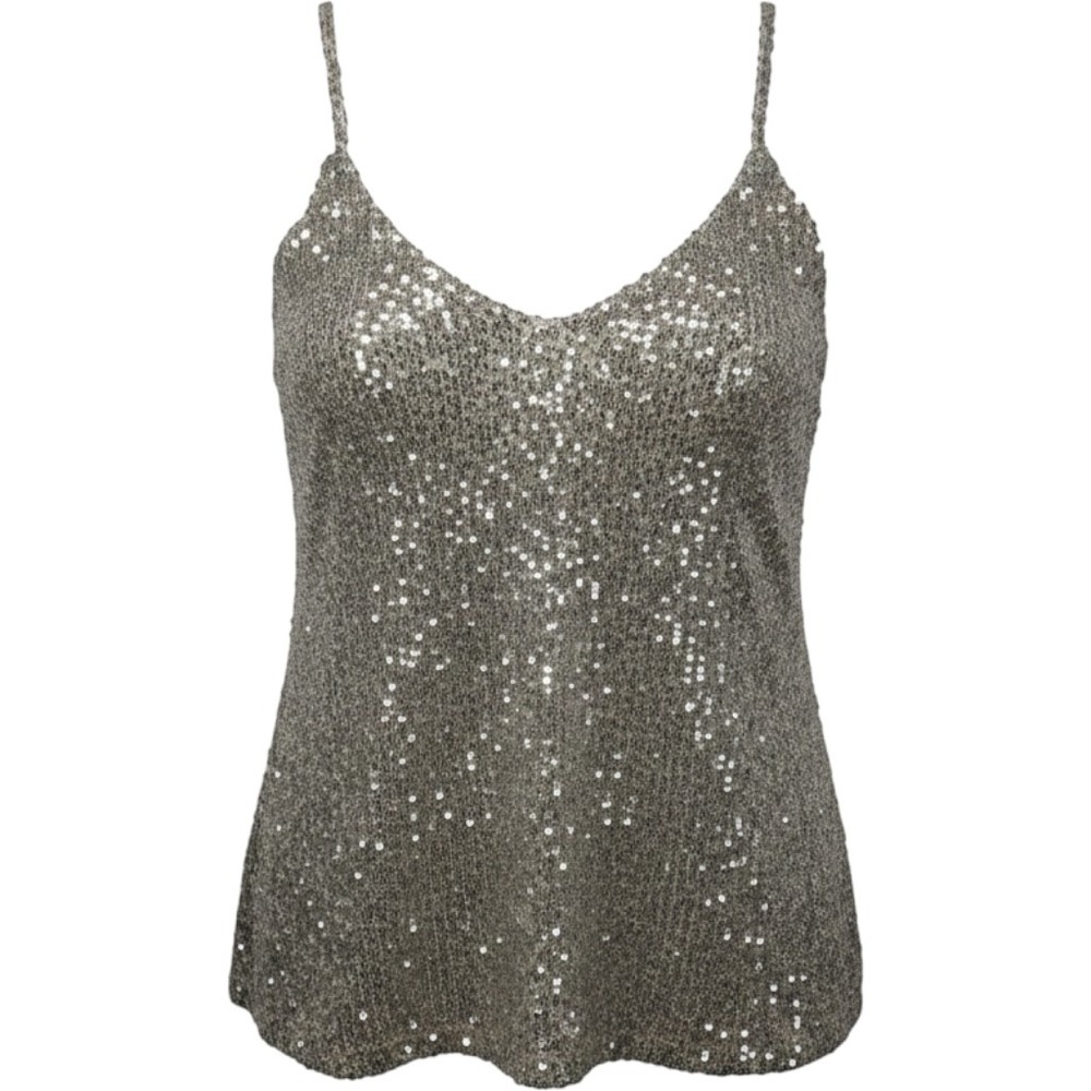 Love On A Hanger Sequin Tank Top L Silver Metallic Indy Sleaze Y2K Party NWT